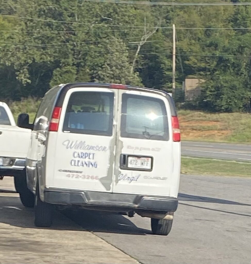 A Williamson's Restoration, Inc. service van for carpet cleaning in Conway, AR.