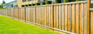 A newly installed wooden privacy fence in a residential backyard by Kentuckiana Fence Co. in Louisville, KY