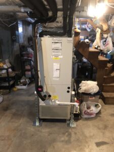 A York air handler unit and ductwork installed in an attic space by Dane HVAC in Willowbrook, IL.