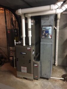 A YORK furnace and water heater system installed by Wright Heating and Air in Louisville, KY.