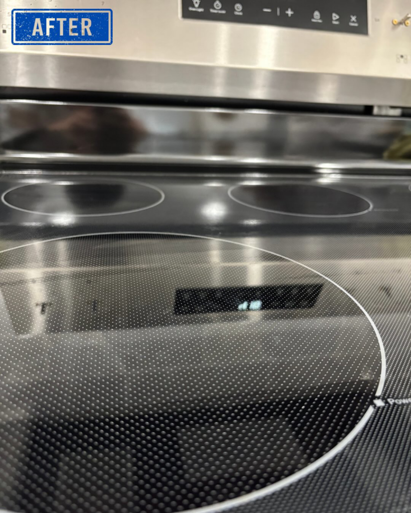 A sparkling clean glass stovetop after professional cleaning by Top Tier Philly in Philadelphia, PA.