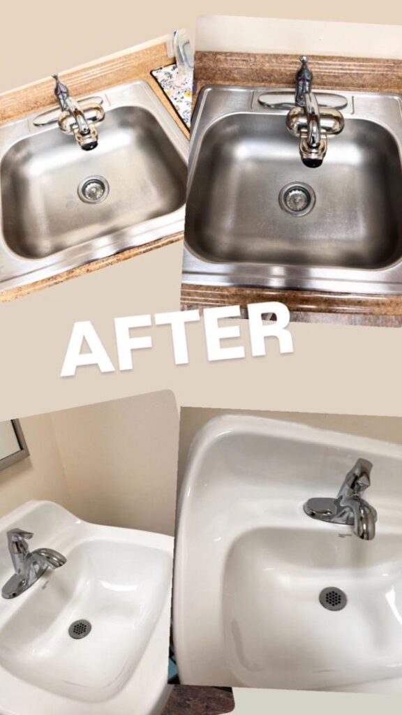 After shots of sparkling clean kitchen and bathroom sinks, showcasing the quality cleaning from Nichelle's touch housekeeping LLC in Detroit, MI.