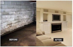 Before and after photos of basement water damage repair by Basement Doctor of West Virginia in Parkersburg, WV.