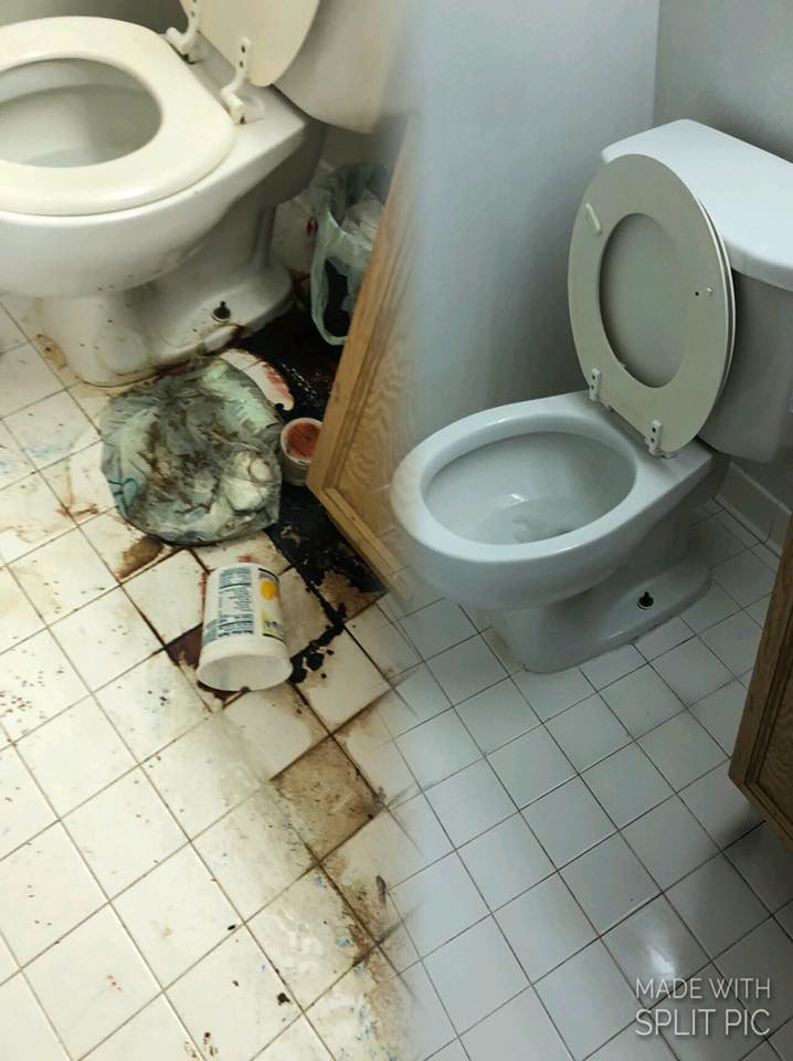 Before and after comparison of a bathroom deep cleaning service by Clutter Busters Cleaning Services in Lexington, SC.