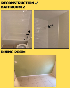 Bathroom and dining room reconstruction after water damage by 4 Seasons Restoration LLC in Midvale, UT.