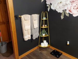 A bathroom with a mop and bucket visible, ready for or just after a thorough cleaning by Maids of Hartford in Hartford, CT.