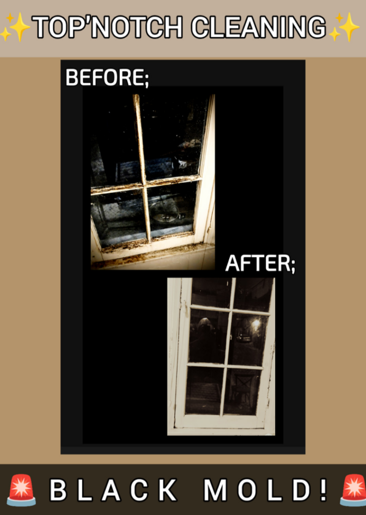 A before and after comparison showing a dirty window thoroughly cleaned by A1 Top-Notch Cleaning Service in Long Beach, CA.