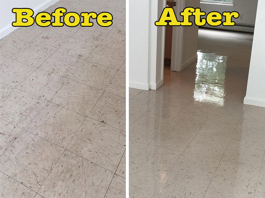 Before and after comparison of a sparkling clean floor by Jones & Jones Residential Cleaning Company, LLC in Cincinnati, OH.