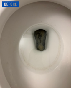 A dirty toilet bowl before professional cleaning by Top Tier Philly in Philadelphia, PA.