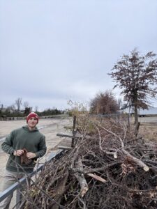 A large pile of brush and branches ready for removal by All in- Landscaping and Power-washing in Fayetteville, AR.