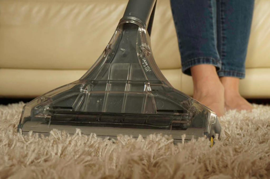 Professional carpet cleaning on a shaggy white rug by RJ Cleaning Services in Richmond, KY