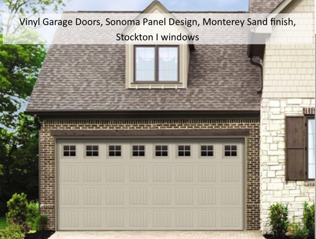 Two carriage house wood garage doors with Saratoga design and custom stain installed by Wayne Dalton Sales & Service of Albuquerque, NM