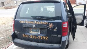 A branded service van from Central Wyoming Drain Service ready for a job in Casper, WY.