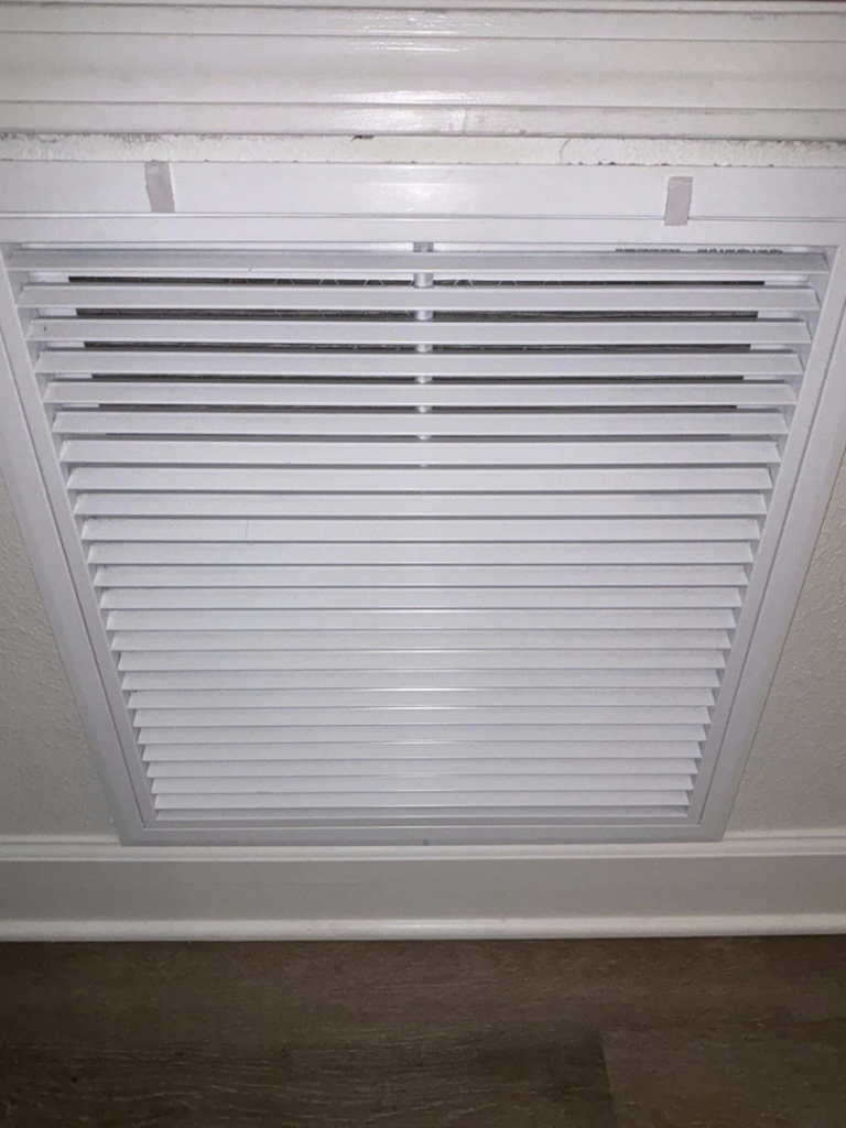 A sparkling clean air vent, meticulously cleaned by Saari's Cleaning Services LLC in Jacksonville, FL.
