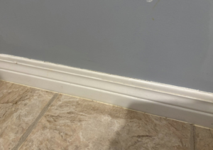 A sparkling clean baseboard and floor after professional cleaning by Sprinkled Clean in Bangor, ME.
