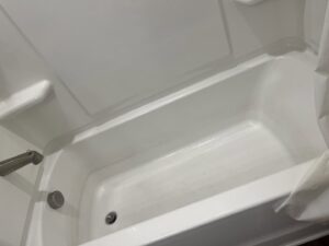 A sparkling clean bathtub after professional cleaning, demonstrating the quality work of Royal Madam Cleaning LLC in Charlotte, NC.