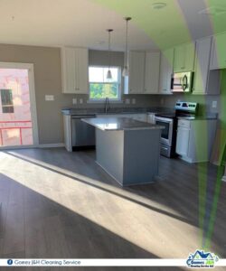 A sparkling clean, empty kitchen after professional cleaning by Gomez J&H Cleaning Service, LLC in Parkville, MD
