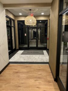 A clean and welcoming entrance hallway at Gateway Lofts, maintained by Bee Clean Solutions in Lexington, KY.