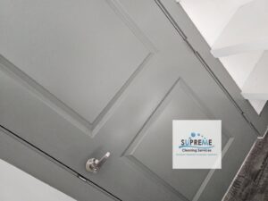A freshly cleaned interior door, demonstrating attention to detail by Supreme Cleaning Services in Farmers Branch, TX.