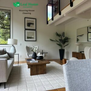 A tidy living room after recurring house cleaning service by Leal Home Cleaning in San Francisco, CA.
