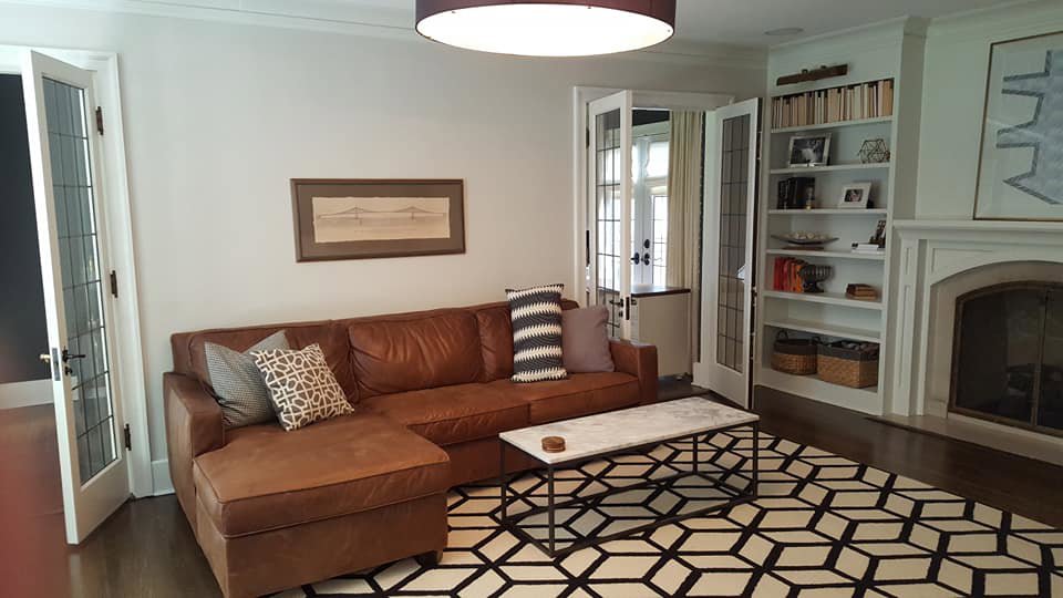 A beautifully clean and organized living room after a professional cleaning service by Jessie Clean in Indianapolis, IN.