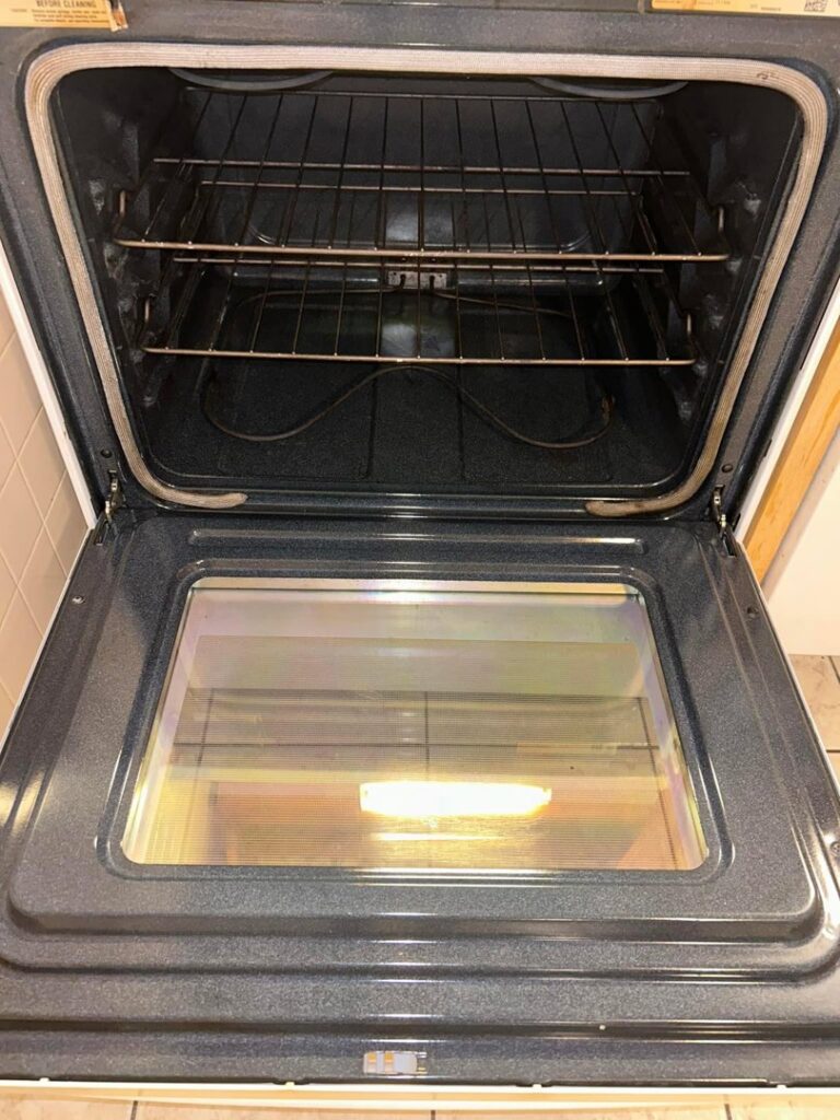 A sparkling clean oven interior after professional deep cleaning by We Maid It Two Cleaning Services LLC in Owensboro, KY.