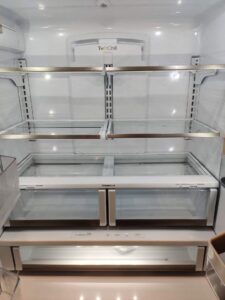 The clean and empty interior of a refrigerator after deep cleaning by Rebeccas Customized Cleaning LLC in Reading, PA.
