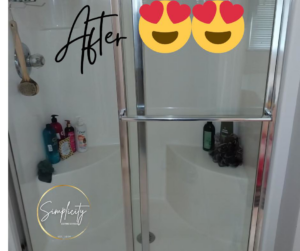 A sparkling clean shower after professional house cleaning by Simplicity in Davenport, IA