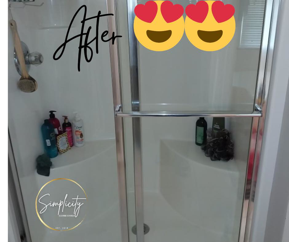 A sparkling clean shower after professional house cleaning by Simplicity in Davenport, IA