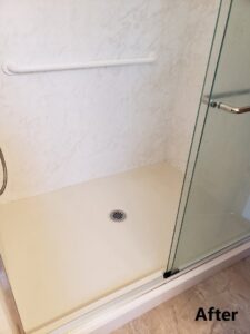 A sparkling clean shower stall after service by ADW Cleaning LLC in Springfield, OR.