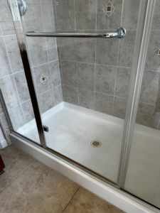 A sparkling clean shower stall after professional house cleaning by A.M.L Janitorial Services LLC in Sparks, NV.