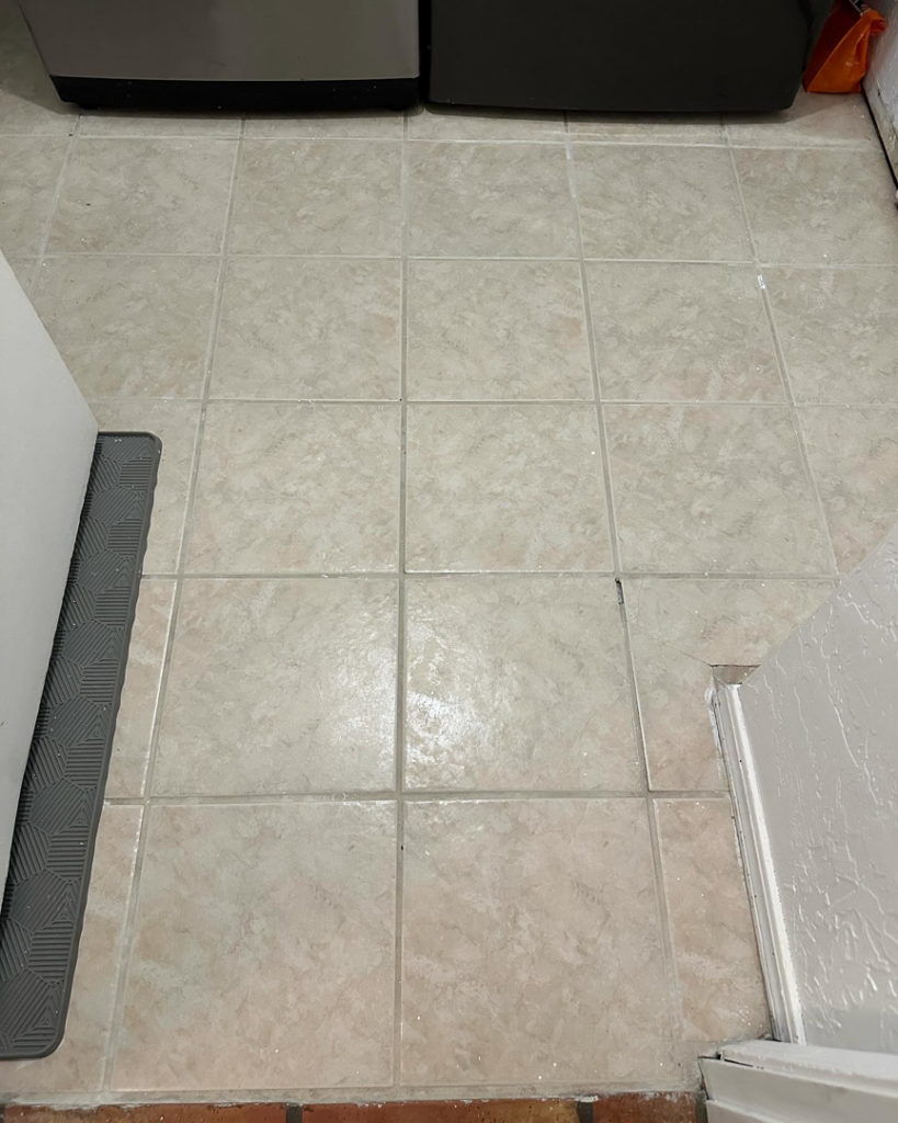 A sparkling clean tiled floor after professional house cleaning by Varsity Cleaning in Norman, OK.