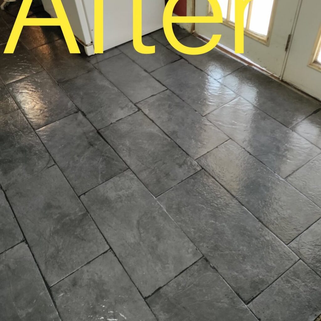 A sparkling clean tiled floor, marked 'After' cleaning service by Mighty Mess Maid in Elizabethtown, KY.