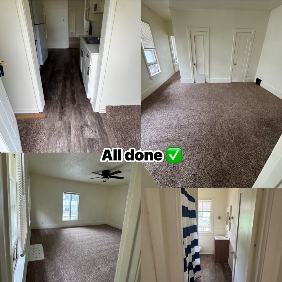 A collage of various rooms in a house, including a kitchen, living room, bedroom, and bathroom, showing the clean results after a service by Dream Cleaning & More in Davenport, IA.