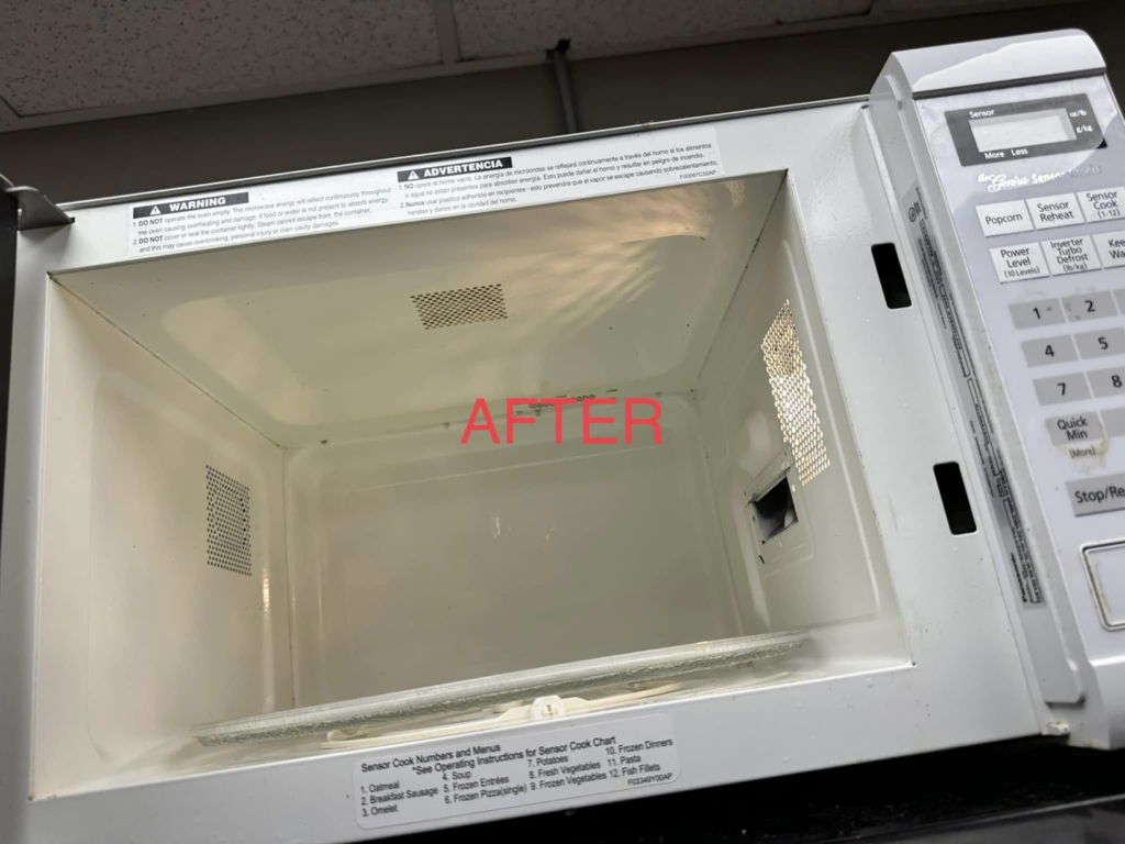 A sparkling clean microwave interior after professional cleaning by Ascend Clean in Little Rock, AR.