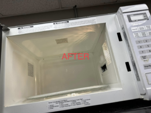 A sparkling clean microwave interior after professional cleaning by Ascend Clean in Little Rock, AR.
