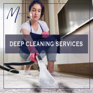 A cleaner performing deep cleaning on a carpet with a professional machine, provided by Marymen Cleaning Services in Las Vegas, NV.