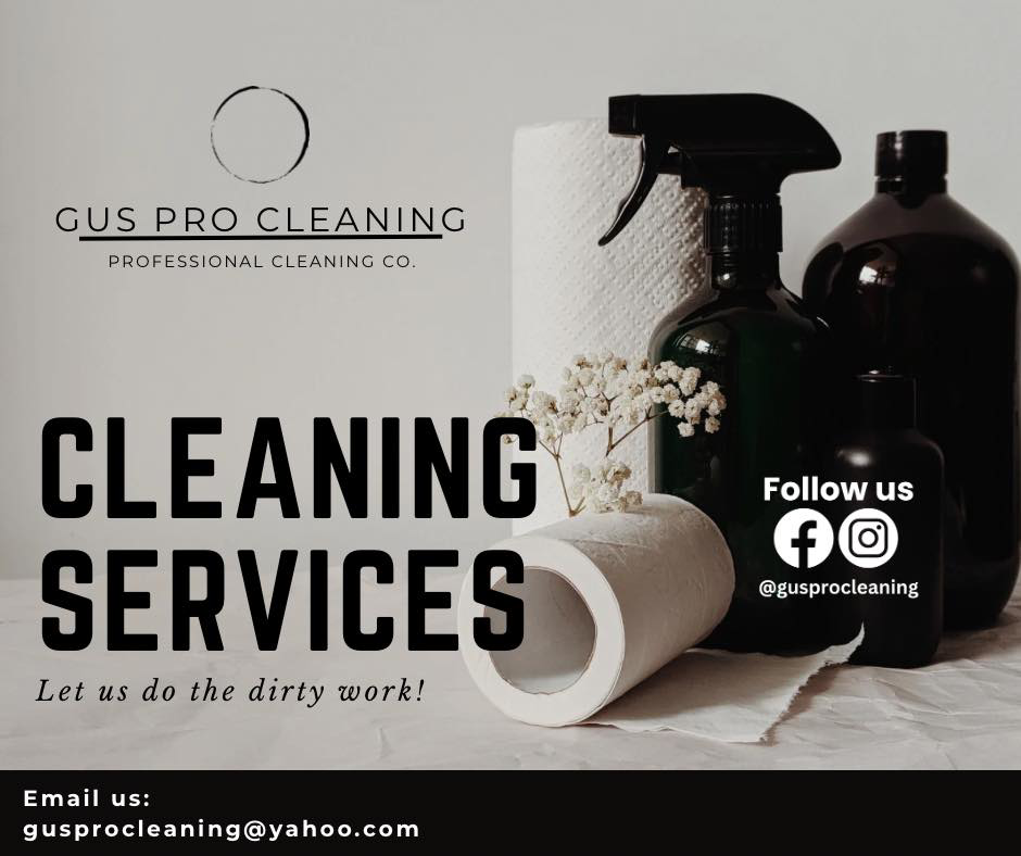 Cleaning supplies including spray bottles and paper towels, representing Gus Pro Cleaning services in Columbus, OH.