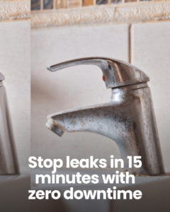 A close-up of a corroded faucet needing leak repair from Celt Services Llc in Council Bluffs, IA
