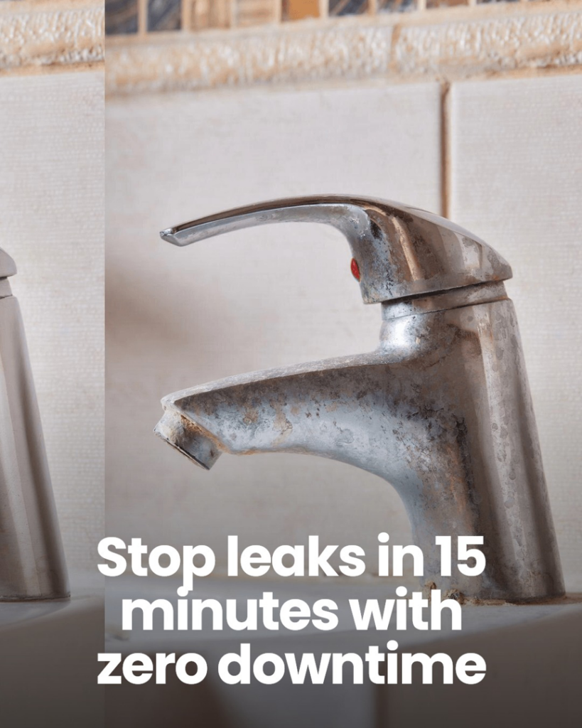 A close-up of a corroded faucet needing leak repair from Celt Services Llc in Council Bluffs, IA