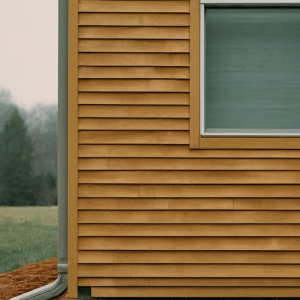 A close-up view of a house exterior with natural horizontal wood siding, provided by Jonesboro Siding, Window & Door in Jonesboro, AR.