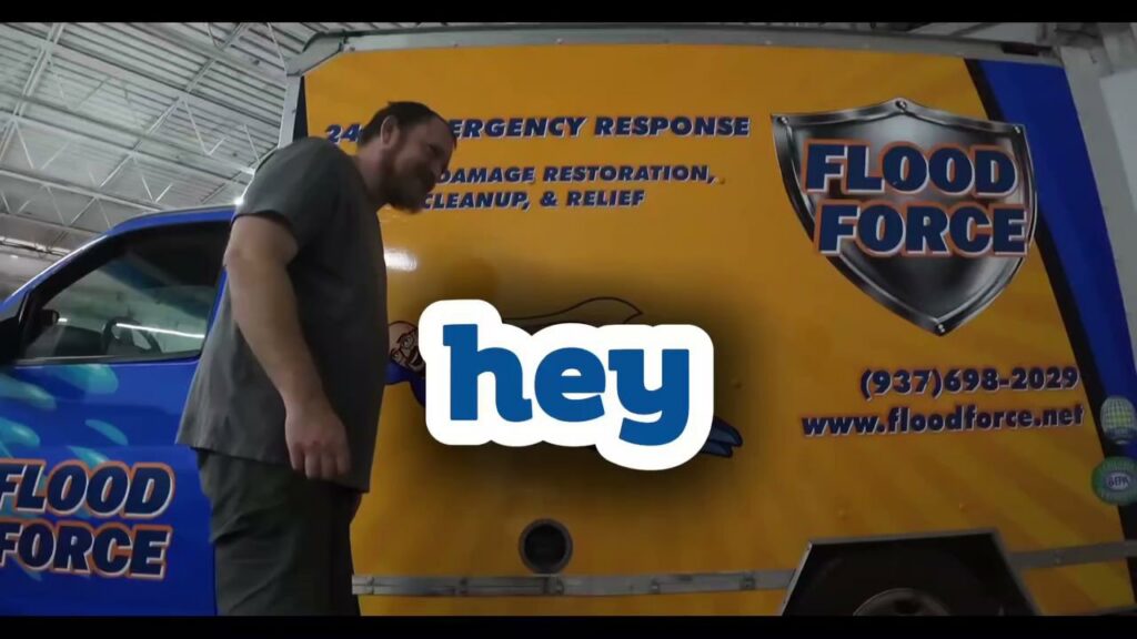 A close-up of a moisture meter displaying a '99.9 WET' reading for water damage assessment by Flood Force in Dayton, OH.