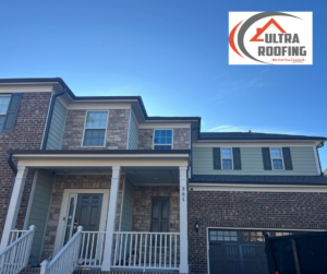 A newly installed light green siding on a residential home by Ultra Roofing in Cary, NC