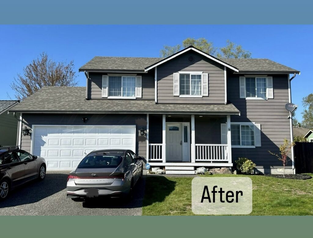 Dark grey siding on a home after professional installation by High Performance Homes in Vancouver, WA