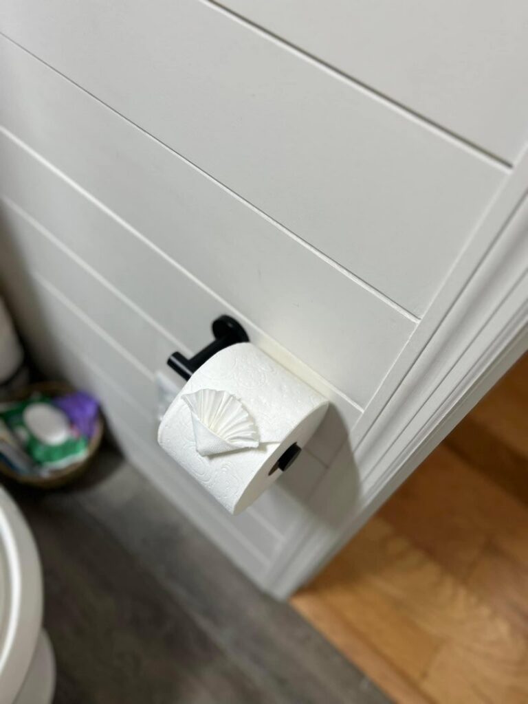 A roll of toilet paper with a decorative fold, a finishing touch by We Maid It Two Cleaning Services LLC in Owensboro, KY.