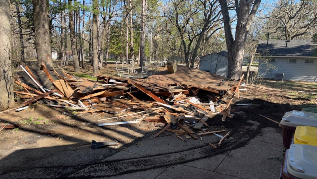 A large pile of demolition debris after structure removal by Rick's Demolition and Concrete Removal in Minneapolis, MN