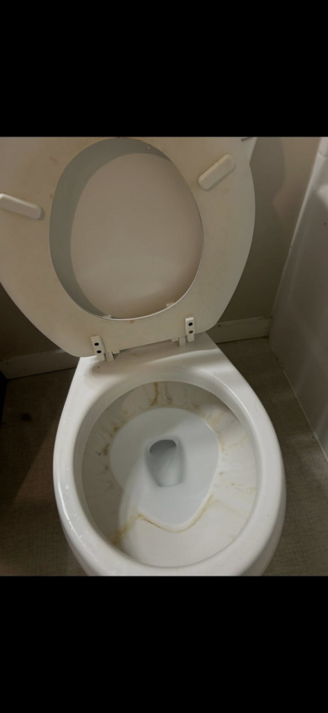 A very dirty toilet bowl with significant stains, demonstrating a cleaning task for E & S Cleaning Services L.L.C in Nampa, ID.