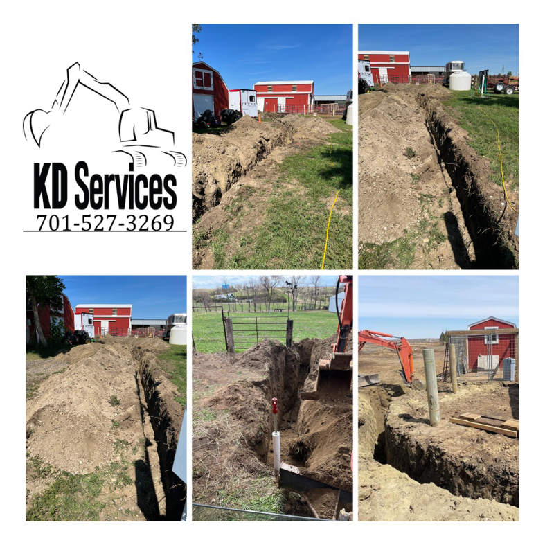 Excavation and pipe installation for water management by KD Services - Excavating in Bismarck, ND