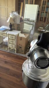 A fogger being used for antimicrobial treatment or odor removal during water damage restoration in Syracuse, UT by Utah Disaster Specialists.