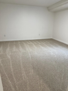 A freshly cleaned carpeted room showing vacuum lines, demonstrating the quality of Dust Detail Cleaning Services in Post Falls, ID.